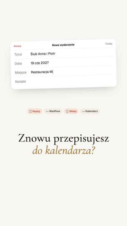 Kadr z filmu Wedflow: Kalendarz Google i Apple