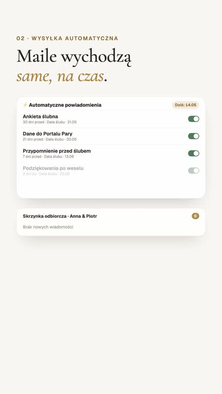 Kadr z filmu Wedflow: Automatyczne maile